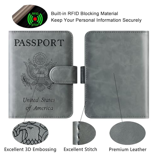Image of Passport Holder for Travel Essentials, Passport Cover, Rfid Blocking Wallet | Travel Wallet, Leather, Passport Case, Travel Accessories, Vacation Luggage Must Haves, for Men Women