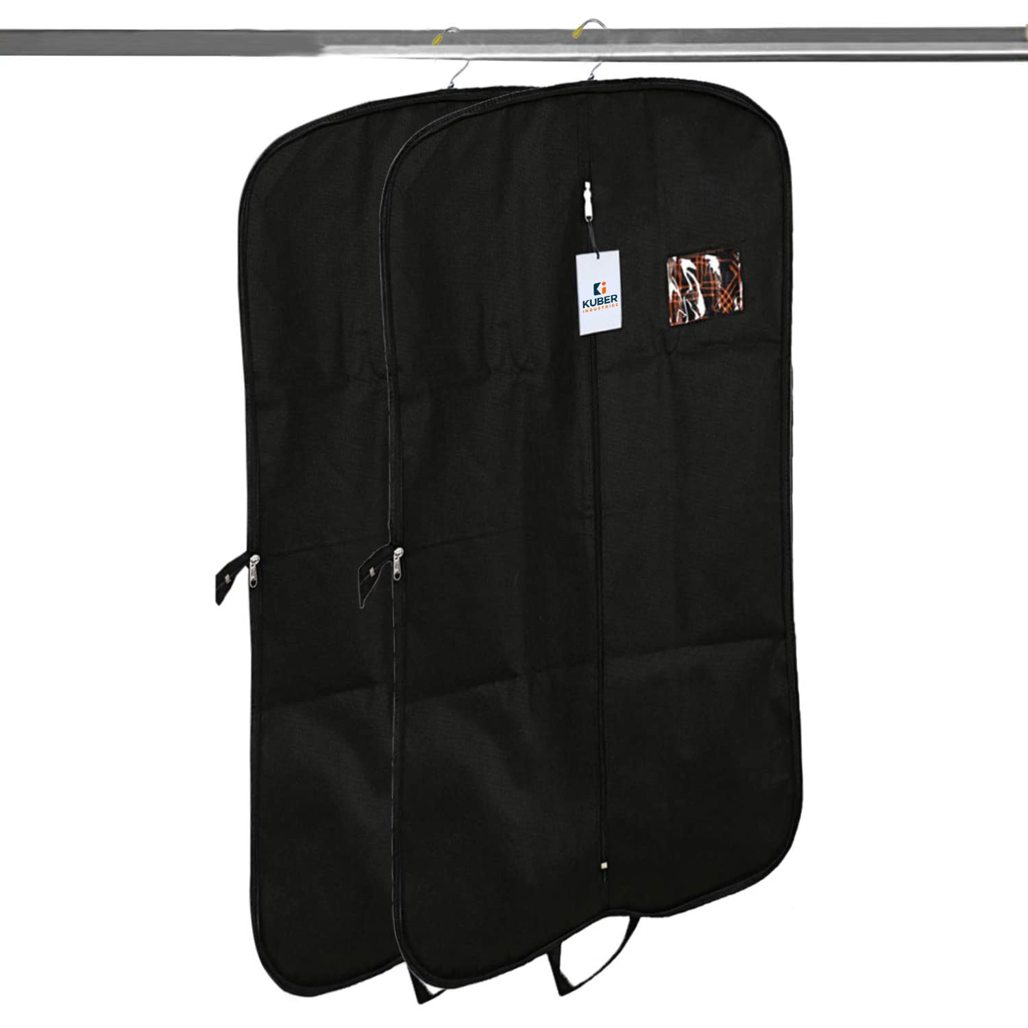 Kuber Industries Suit covers with zip for Men, Women|foldable Blazer cover|Cloth Organizer for Wardrobe|Transparent Window & Premium Zipper|Pack of 2 (Black)