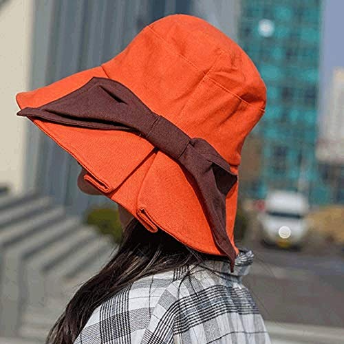 Chapeau de plage pliable en coton respirant avec grand nœud - 3