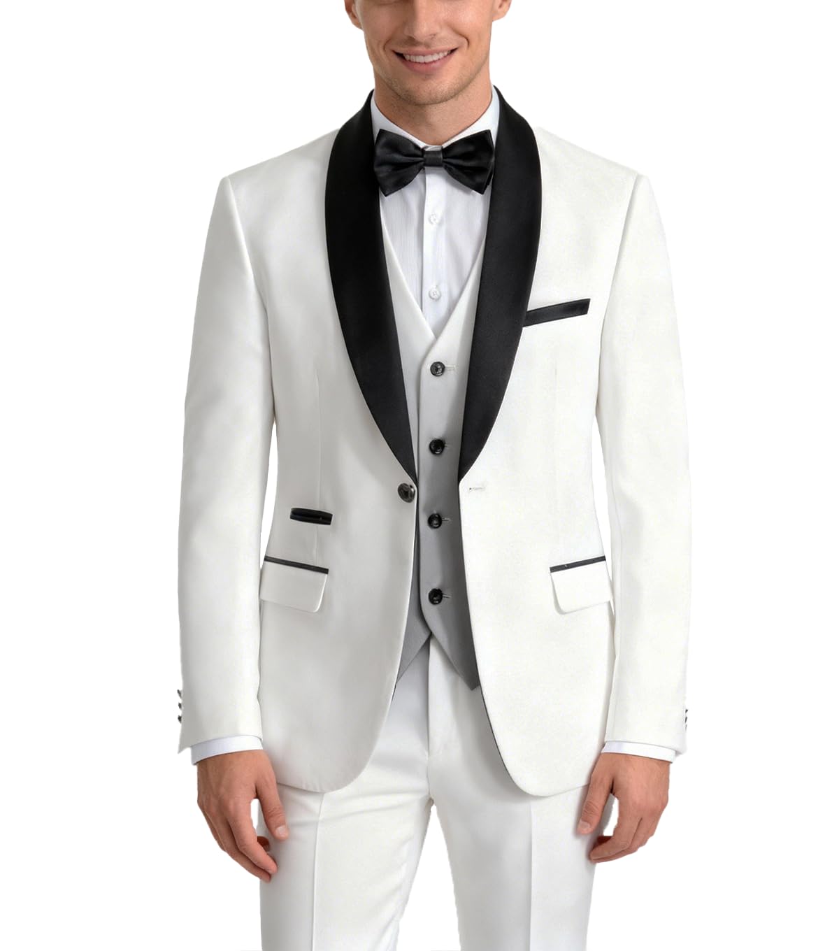 UNINUKOO Mens 3 Piece Suit Slim Fit Dress Tux Suits for Men Solid