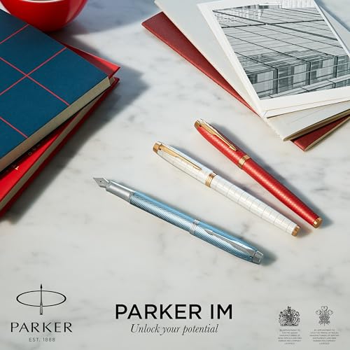 Image of Parker IM Ballpoint Pen | Red Premium Lacquer with Gold Trim | Medium Tip with Blue Refill | Gift Box