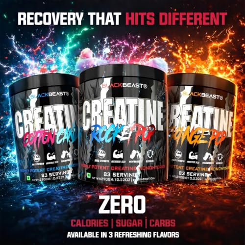 Image of Black Beast Creatine | 3000mg Ultra Micronized Creatine Monohydrate, Unrivaled Muscles Mass & Strength (33 Servings, Rocket Pop)