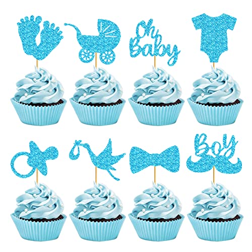 32 Stück Baby Cupcake Toppers Oh Baby Cake Topper Baby Tortendeko für Geburtstag Babyparty Baby Shower Kuchen Deko Gender Reveal Party Dekorationen Cover
