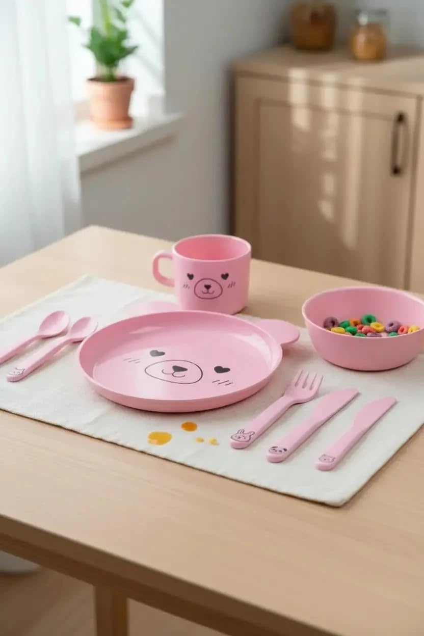 Miniso Lisanslı Sevimli Evcil Hayvan Serisi 5 Parça Çatal Kaşık Bıçak Seti – Hafif Ve Pratik