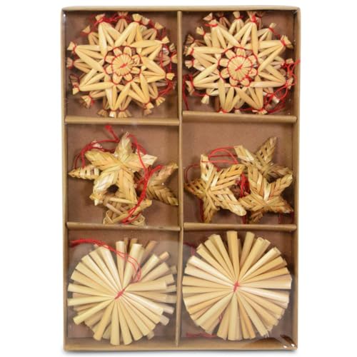 Riffelmacher Stroh Weihnachtssterne Natur Ø 6 cm - 24er Set