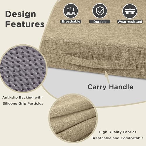 Image of AddGrace Recliner Cushions for Elderly Thick Seat Cushion 20 inchx20 inchx4 inch Chair Pads with Non Slip Backing and Washable Cover for Couch Armchair Chairs Beige