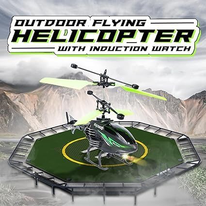 Image of TAMADAA HR MALL Outdoor Flying Helicopter with Hand Induction Watch | Electronic Radio RC Remote Control Toy | Charging Helicopter with 3D Light & Safety Sensor for Kids (Multi Color)