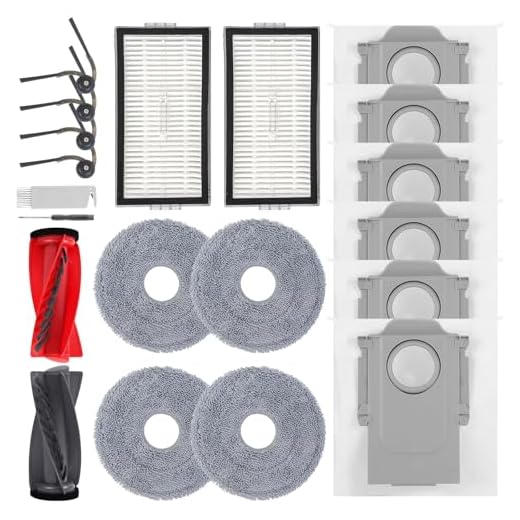 VIEWALL Accesorios para Roborock Saros 10R, Qrevo CurvX aspiradora, 1 Cepillo Principal, 2 filtros HEPA, 6 Bolsas de Polvo, 4 toallitas, 4 cepillos Laterales (Negro), 1 Cepillo, 1 Destornillador