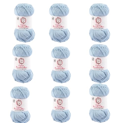 Image of NESTNHAVEN Cotton Marshmallow 100% Cotton Yarn - (50 g, 130 m) - Luxury Yarn for Crochet, Amigurumi, Embroidery, Toys, Garments, Flowers and Hobby Projects (Ice Blue) |