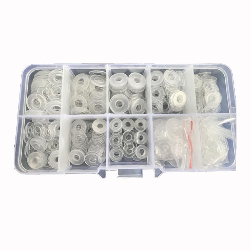 M2 M3 M4 M5 M6 M8 M10 M12 M14 M20 PVC Washers Set Hard Plastic Nylon Gasket Transparent Insulation Flat Paded Assortment Kit(Nylon black 1set)