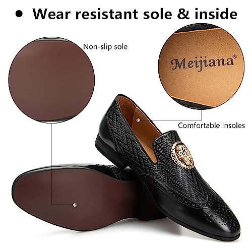 Image of Meijiana Men's Fashion Classic Microfiber PU Leather Loafers and Weeding Dress Shoes for Men