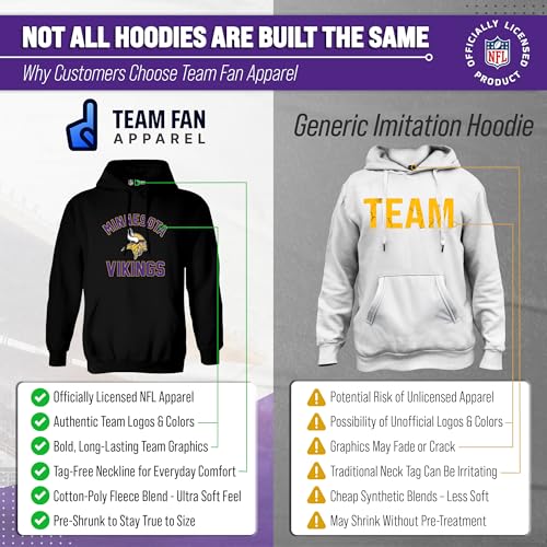 Image of Team Fan Apparel NFL Gameday Hoodie Pullover Sweatshirt for Men and Women | Officially licensed NFL Gameday fleece pullover - kangaroo pocket, ribbed cuffs, drawstring hood, unisex fit