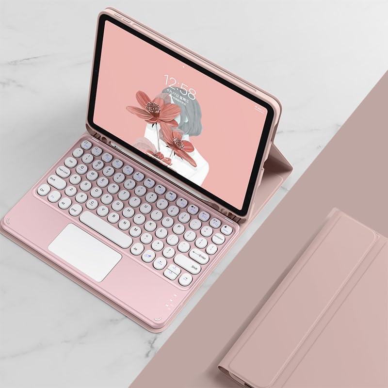 Keyboard Case for iPad Air 11'' 2024 iPad Air4 Air5 with Touchpad Magnetic Detachable Bluetooth Keyboard Slim Smart Touch keyboard Round key with