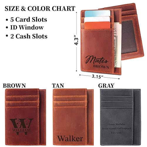 Mens Slim Wallet, Personalized Wallets for Men, Leather Card Holder, Custom Minimalist Credit Card Case, Gifts for Anniversary, Christmas, Fathers Day2