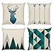 Bonhause Juego de 4 Funda de Cojín 45x45cm Geométrico Verde Estilo Nordico Poliéster Lino Fundas de Almohada para Cojines Decorativos para Sofá Cama Coche Hogar