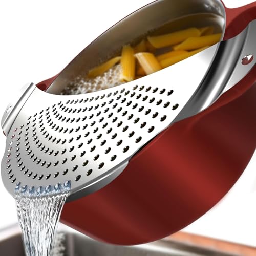 Abgiesshilfe für Töpfe, Nudelsieb Spätzlesieb, Nudelsieb Edelstahl bis 33cm, Flache Abgießhilfe...