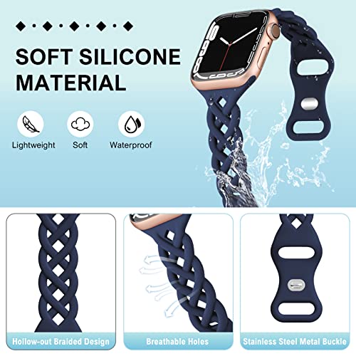Image of Braided Silicone Bands Compatible with Apple Watch Women Slim Thin Narrow