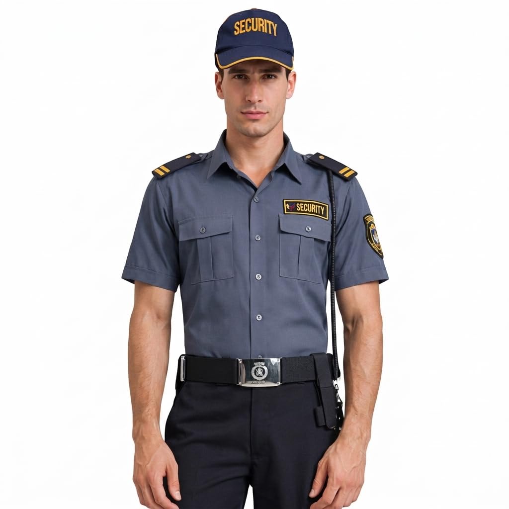 the needle man Men's Security Guard Uniform Shirt, Short Sleeve, with Patches,Security Gaurd Dresses,Half Sleeve Shirt-picture-16