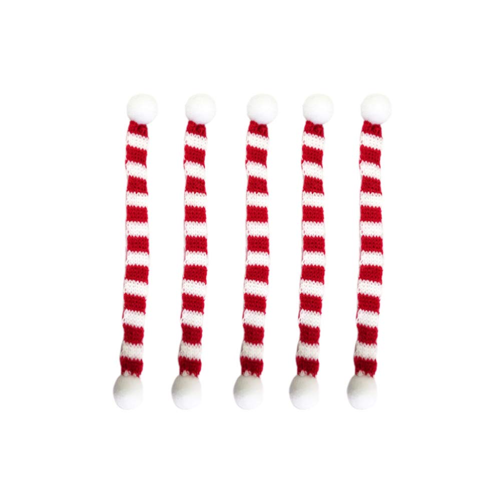 5pcs Red White Stripe Knitted Scarves Christmas Pet Scarf Xmas Tree Hanging Ornaments Mini Christmas Knit Scarf Mini Christmas Scarf DIY Crafts Doll Supplies Small Scarf Winter