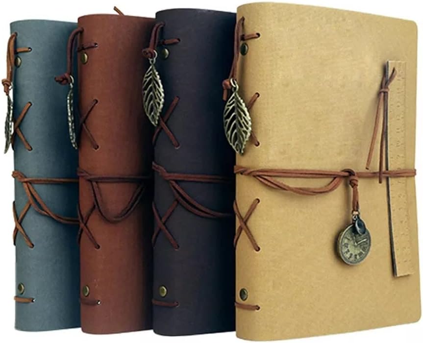 JSEIAJB Photo Album Vintage Leather Self-adhesive DIY Scrapbook Wedding Memories Book Birthday Anniversary Present(white-Patch five-pointed star4)