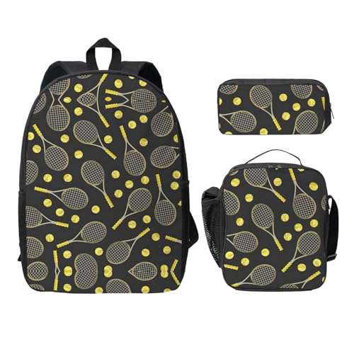 Sac à dos tennis avec trousse et sac à lunch EdWal noir pour le collège