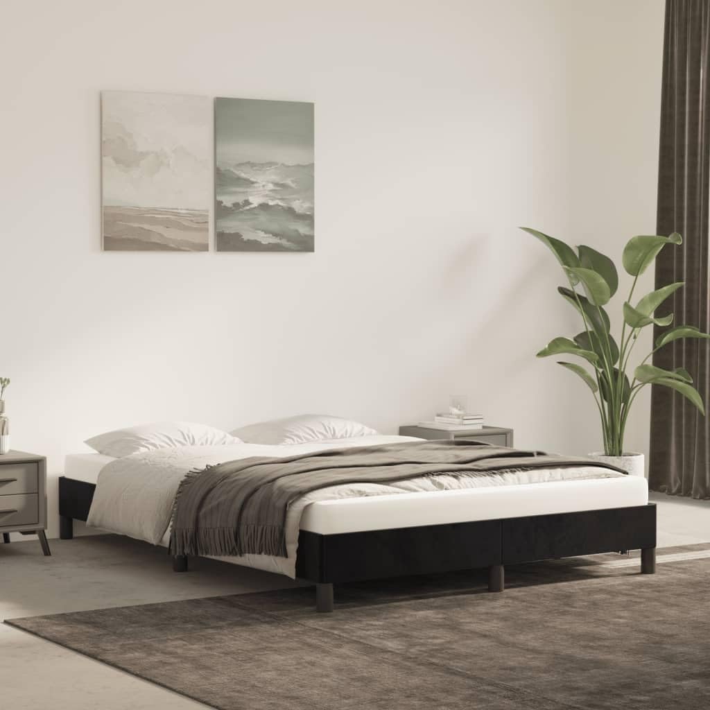 vidaXL Polsterbett, Bett Bettgestell mit Lattenrost, Schlafzimmerbett Doppelbett mit Stützbeinen, Bettrahmen Schlafzimmermöbel, Schwarz 140x200cm Samt