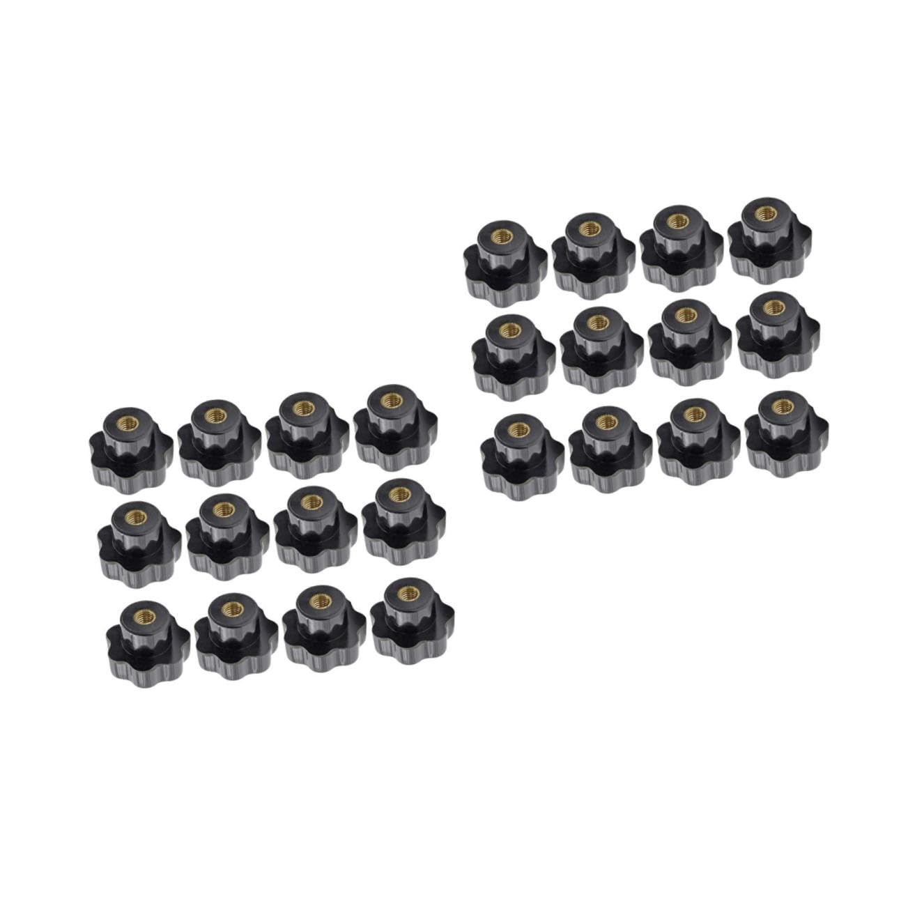 PRETYZOOM 2sets Knurled Clamping Knobs Hexagonal Plum Nuts for Screw Knobs Matte Black T-Track Handgrip Thread Accessories 12pcs*2