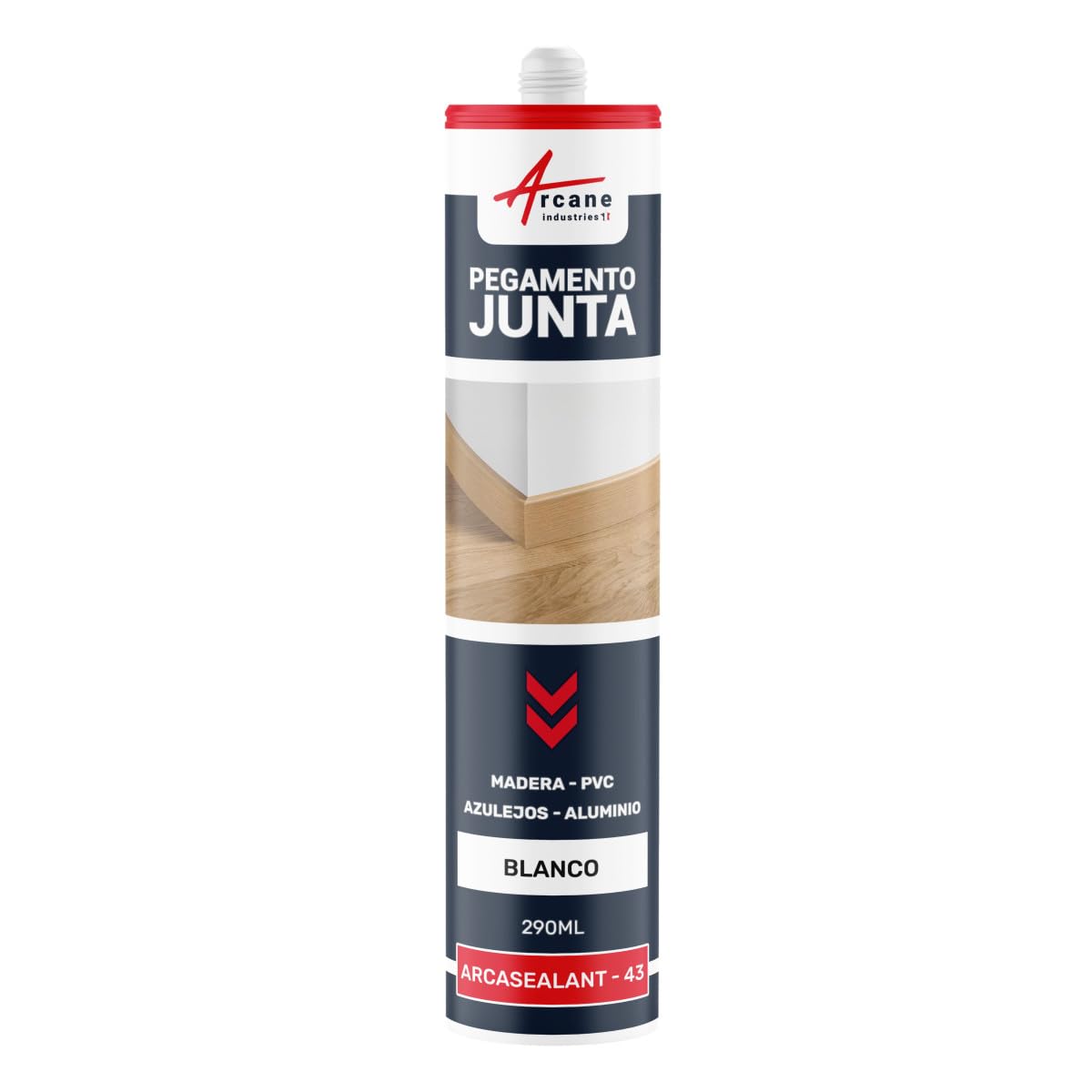 Pegamento para rodapiés de madera y para azulejos, de fácil aplicación ARCASEALANT - 43-290 ml x 1 Blanco - ARCANE INDUSTRIES