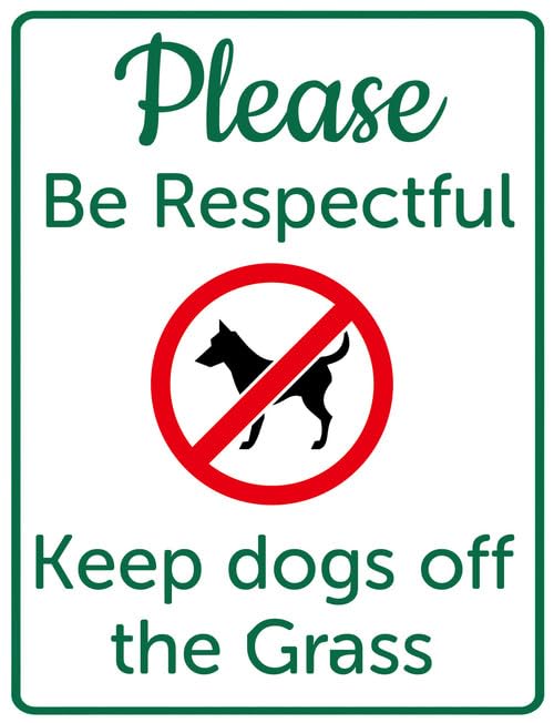 Letrero de metal con texto en inglés «Please Be Respectful Keep Dogs Off The Grass Off» para césped, jardín, no se admiten perros, decoración para el hogar, exterior, aluminio resistente, libre de