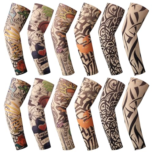 YARIEW 12 Temporary Tattoos Sleeves for Men Arm Sleeves Fake