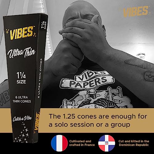 Vibes Ultra-Thin Pre-Rolled Cones - King Size, 30-Pack Display Box, Chlorine-Free Technology, And Convenient Packing Tool Included #TOP6