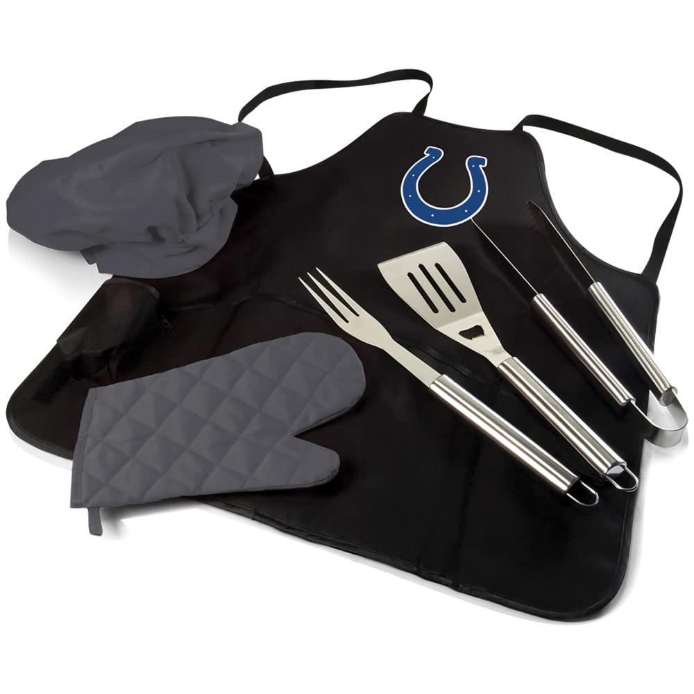 Picnic TIME BBQ Apron Tote Pro Grill Set, (Black with Gray Accents)