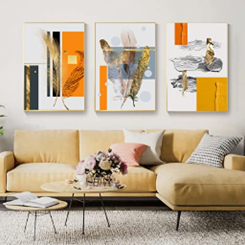 Toile peinture scandinave abstrait feuille d'or pour habiller un grand mur vide 30x45cm