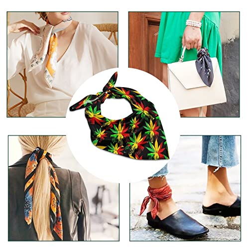 Dripping Reggae Weed Silk-Like Square Scarf Vintage Print Bandanas Soft Face Mask Handkerchiefs Headwear4