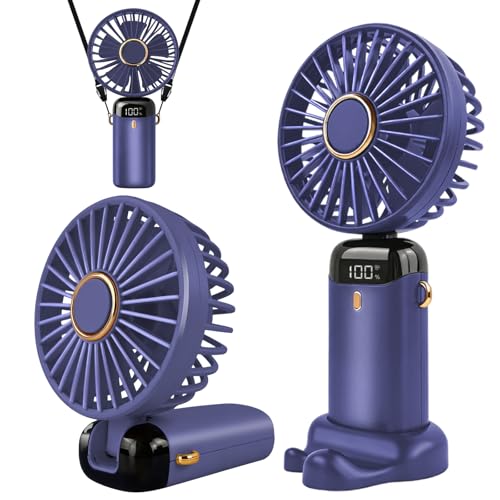 Jsdoin Handventilator Tragbarer Mini Ventilator Wiederaufladbar Kleiner Taschenventilator Mit 5 Geschwindigkeitsstufen Faltbarer USB-Ventilator für Büro Outdoor (Violett)