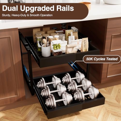 2-Tier Expandable Pullout Cabinet Organizer,Adjustable Width Metal Shelves by HarmonyHome - Used condition - Image 4