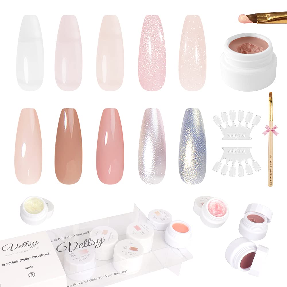 Buy Vettsy Solid Pudding Cream Gel Nail Polish Nude Set, 10 Colors Highly Pigmented Solid Gel