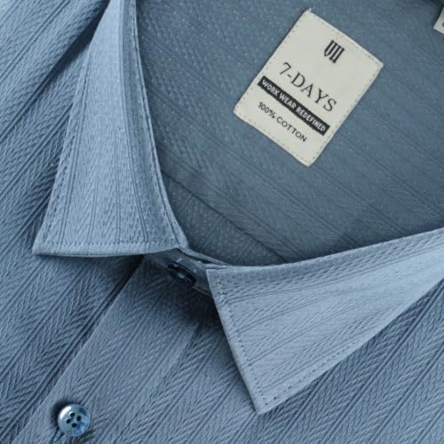 Image of 7-DAYS Men's Premium Formal Shirts - Regular Fit, Full Sleeve, 100% Pure Cotton, Self-Design, with Pocket - Stylish Office Shirts for Men