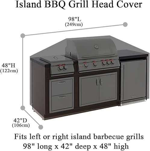 Miniatura 2 de Cubierta de 98 pulgadas para parrilla de barbacoa, resistente al agua, resistente a la intemperie, para cocina al aire libre, barbacoa, color negro