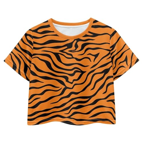 Image of Cute Crop Tops for Girls Short Sleeve Summer T Shirts Fashion Graphic Tees Crew Neck Pullover Tee 5-14 Years
