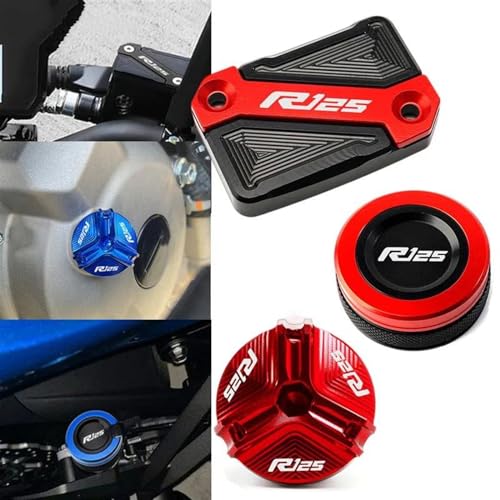 Tapa de líquido de frenos trasero y delantero con tapón de aceite de moto YZFR125 rojo 2