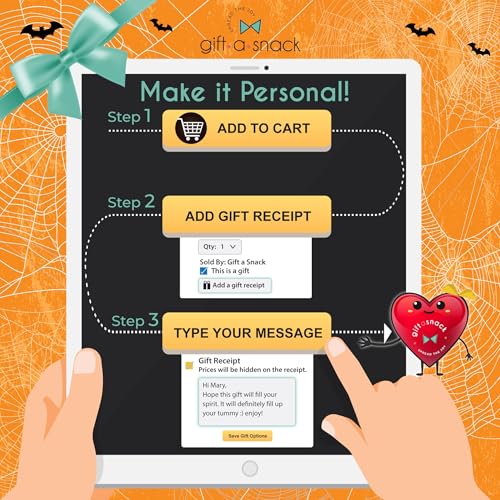 Image of Gift A Snack - Halloween Candies Trick or Treats, Snack Box Care Package + Greeting Card (60 Count) Sweet Treats Gift Basket, Corn Candy Scary Spiders Stuffers Chips - Office Food Assortments