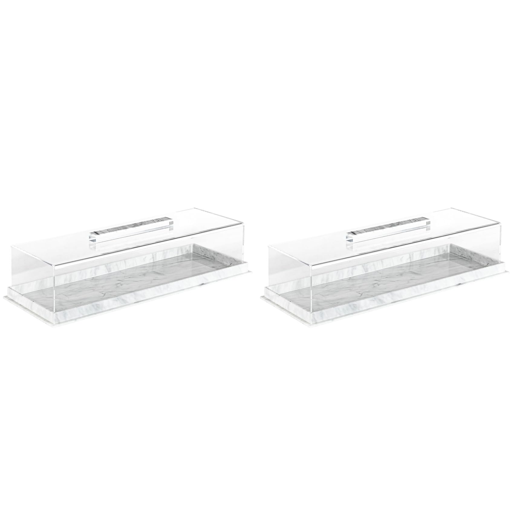 Vjsujehgy 2X Rectangular Serving Tray with Lid Marbleized Grain Rectangular Cake Stand Acrylic Cake Holder