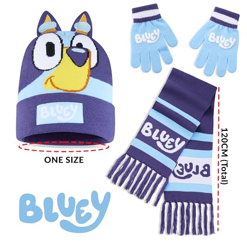 Bluey Girls Winter Set, Kids Hat & Gloves Scarf or Beanie and Gloves - Gifts for Girls 6