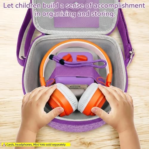 Image of Hard Case Compatible with Yoto Mini (2024 Edition), 3-in-1 Travel Bundle: Silicone Cover + Case with Shoulder Strap (Fits Mini Player & Headphones) + Up to 10 Card Holder for YOTO Cards (Purple)