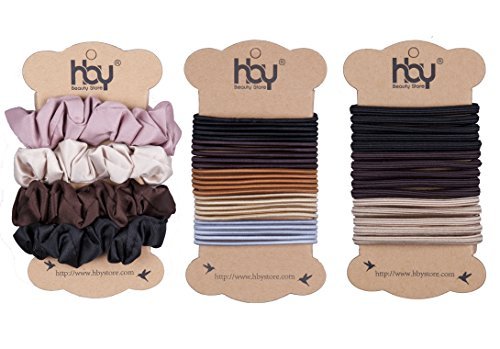 HBY Ponytail Holders and Scrunchies Sets, best for all hair types. by HBY