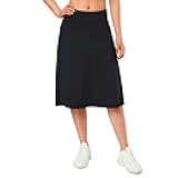 Women's Skorts Knee Length, Modest Long Athletic Sports Casual Skirt with High Waisted Pockets