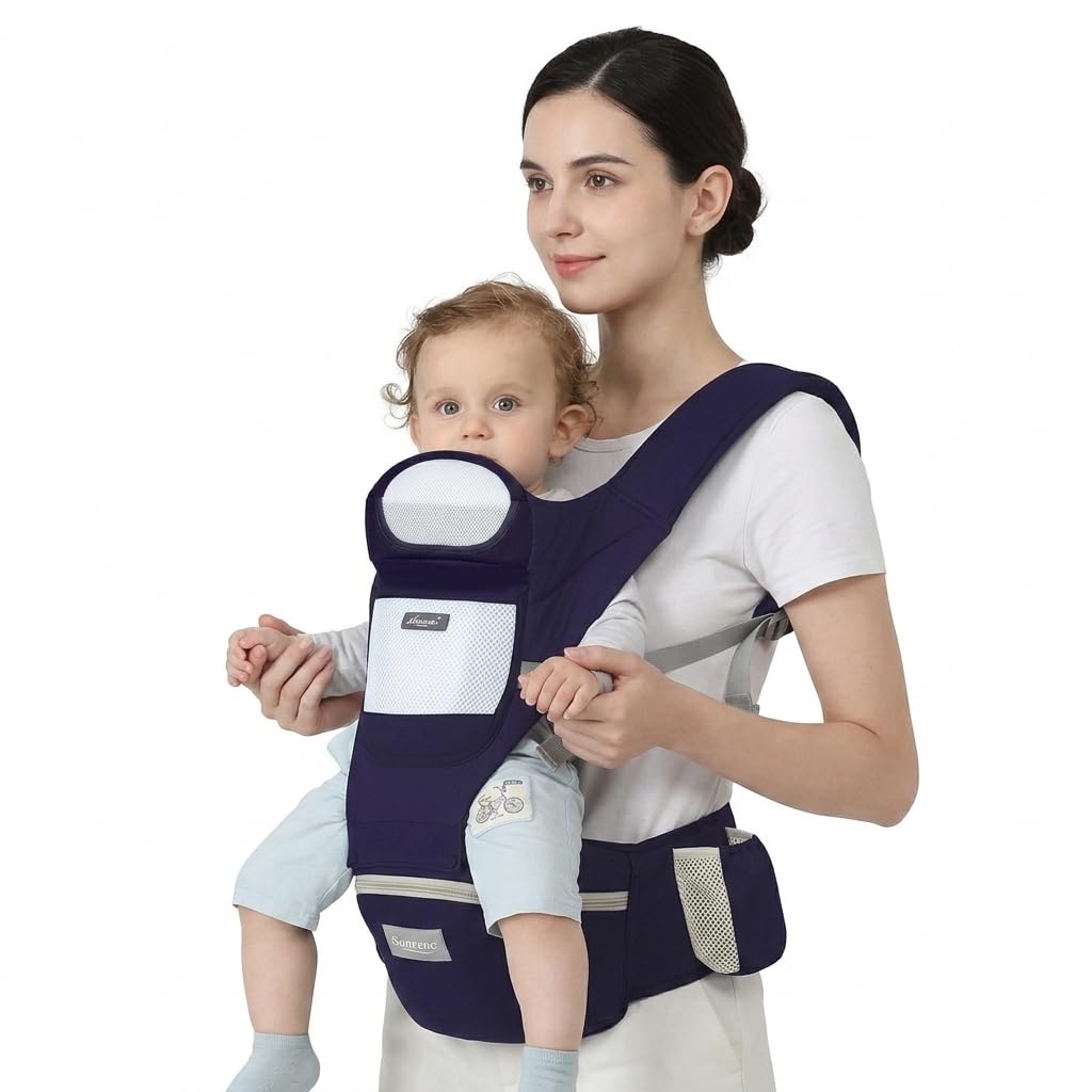 SNOWIE SOFT 6-In-1 Baby Carrier With Lumbar Support 360 All-Position Baby Wrap Carrier Front And Back Backpack Carrier For Breastfeeding Newborn Infant Toddler(7-66 Lb), Purple-image-12