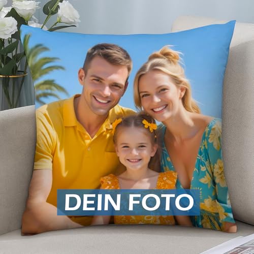 JONZIN Kissen mit Foto Bedrucken Lassen - Selbst Gestalten Kissen Personalisiert Doppelseitiger FotoKissen-Bezug 100% Polyester Personalisierte...