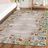 Artoid Mode Wood Flowers Butterfly Spring Area Rug, Summer Home Decor...